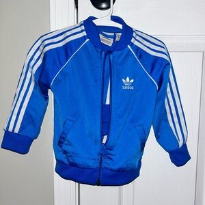 Adidas Royal Blue Kids' Jacket and Pants with White Accents